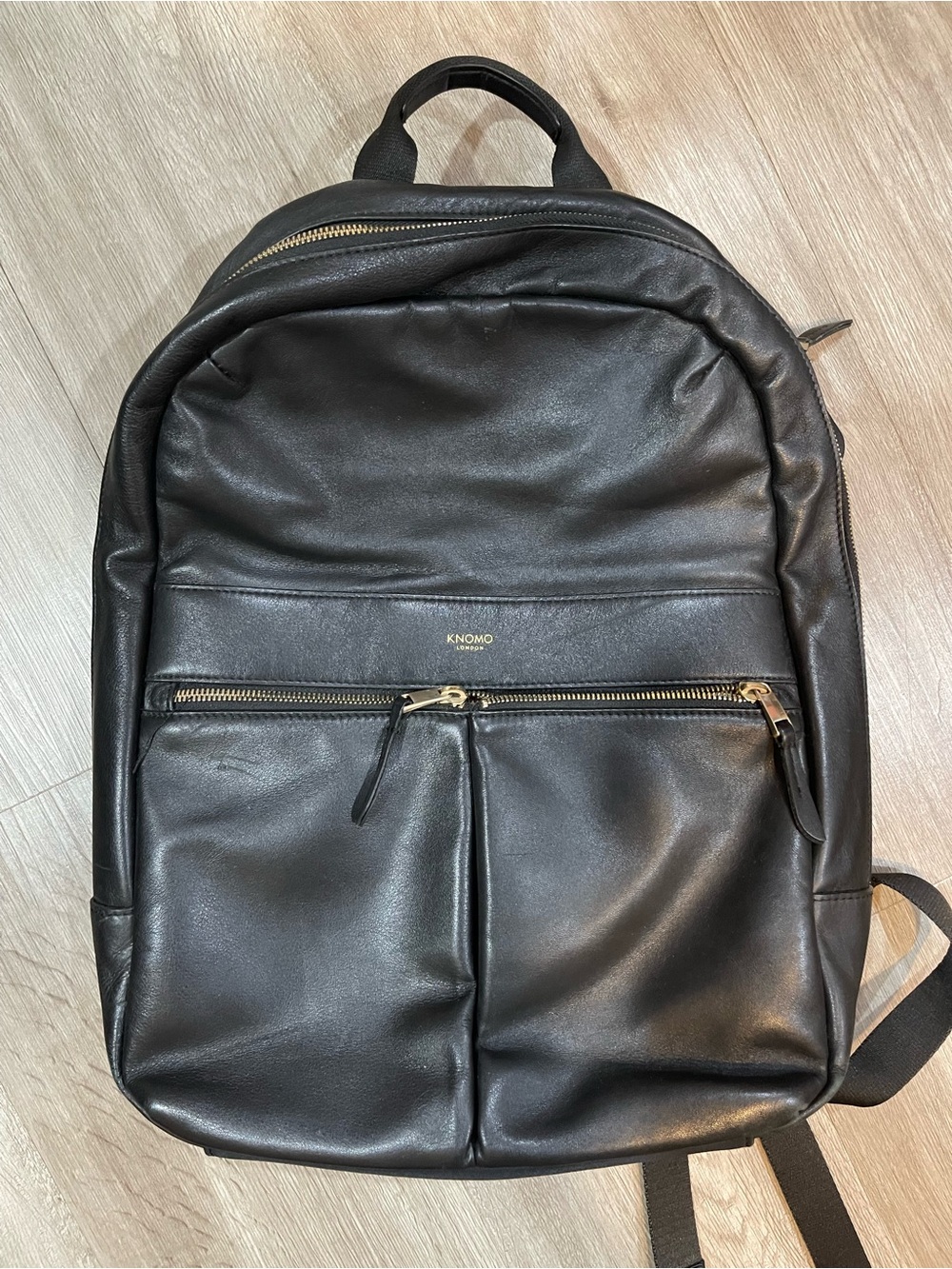 KNOMO Black Leather Backpack — Sleek Women's Everyday Carry